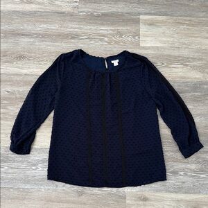 J. Crew Dark Blue Textured Blouse